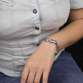 Bracelet "Delphine" en métal argenté