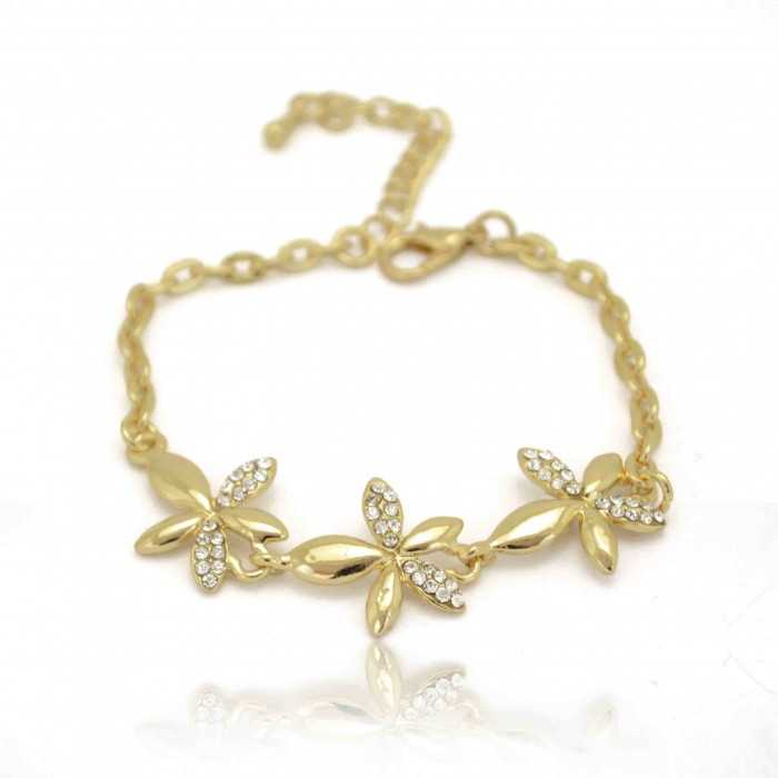 Bracelet "Spring" en métal doré et strass