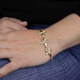Bracelet "Spring" en métal doré et strass