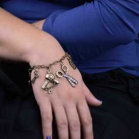Bracelet "Hairdress" en métal bronze et strass