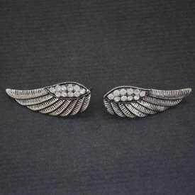 Boucles d'oreilles "Wings" en métal et strass