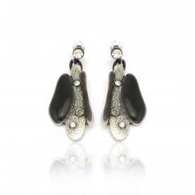 Boucles d'oreilles "Ikita - Lagune" en métal argenté, strass et émail