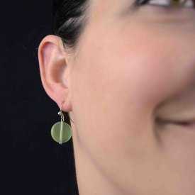 Boucles d'oreilles fantaisie "Ikita - Opale" en métal argenté et verre