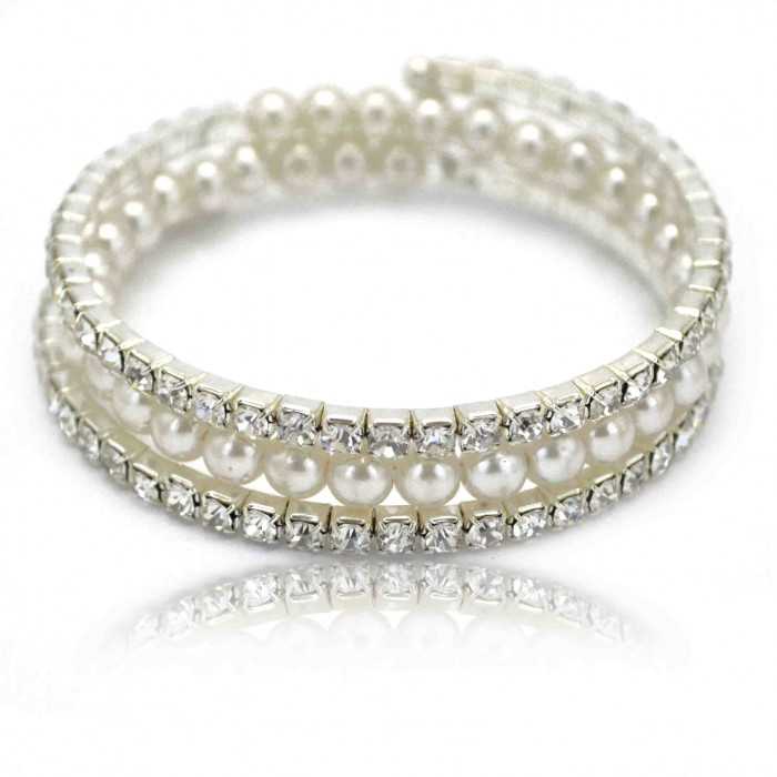 Bracelet "Glam" en perles de synthèse et strass