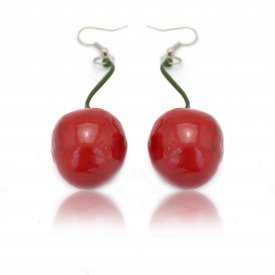Boucles d'oreilles fantaisie "Cherry" en mousse expansée vernie
