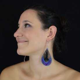 Boucles d'oreilles fantaisie "Sur le fil - Colors" en métal argenté et fil