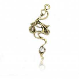 Boucles d'oreilles "Serpentin" en métal doré vieilli et strass
