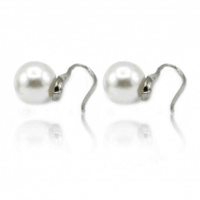 Boucles d'oreilles "Perle" en métal argenté et perle de stnhèse