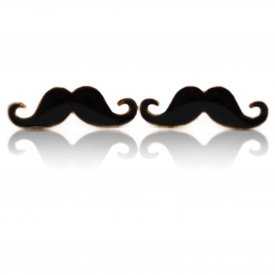 Boucles d'oreille "Moustache" en métal doré et émail