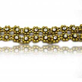 Bracelet "Fleurette" en métal et strass