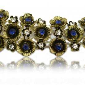 Bracelet fantaisie "Romantique" en métal doré, strass et perles de synthèse