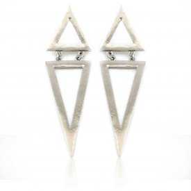 Boucles d'oreilles fantaisie "Big Triangles" en métal argenté