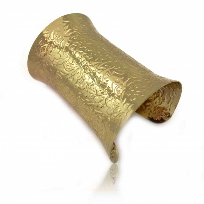 Bracelet-manchette "Draws" en métal doré