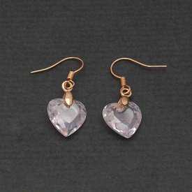 Boucles d'oreilles "Coeurs de cristal" en métal doré et zirconium | Les Bijoux de Camille, bijoux fantaisie pas cher