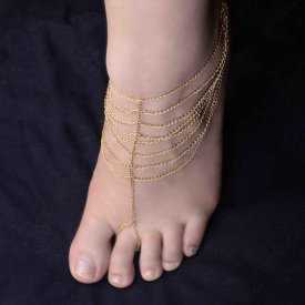 Bracelet de cheville "Indian Foot" en métal doré
