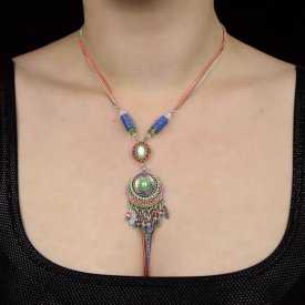 Collier "Ikita - Bohème" en métal argent, perles, strass et nacre