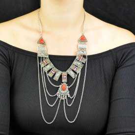 Parure "Tribal Style - Calliope" en métal vieilli  et perles