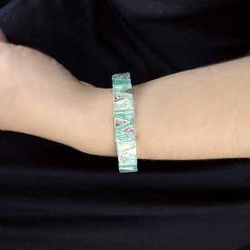 Bracelet "Ikita - Zigzag" en métal argenté et émail