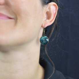 Boucles d'oreilles "Sweet nature - Dandelion" en métal bronze et cabochon de verre