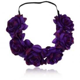 Headband / Couronne de fleur "Purple Roses" en tissu