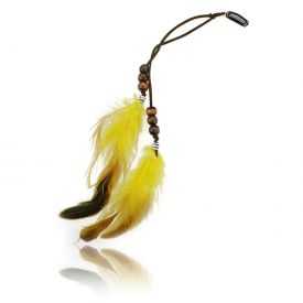 Barrettes "Feather" en plumes, perles de bois et cordon