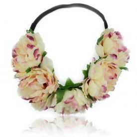 Headband / Couronne de fleur "Pivoines" en tissu
