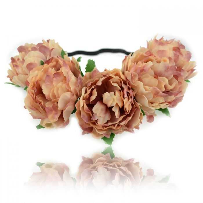 Headband / Couronne de fleur "Pivoines" en tissu