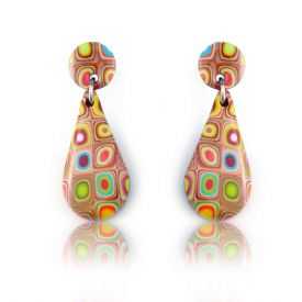 Boucles d'oreilles "Liz Créations - Goutte Klimt" en argile polymère