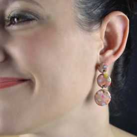 Boucles d'oreilles "Liz Créations - 3 ronds Klimt" en argile polymère
