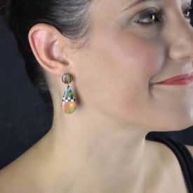 Boucles d'oreilles "Liz Créations - Goutte Multi" en argile polymère