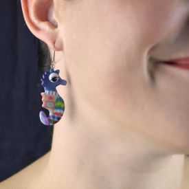 Boucles d'oreilles "Liz Créations - Hippocampe" en argile polymère