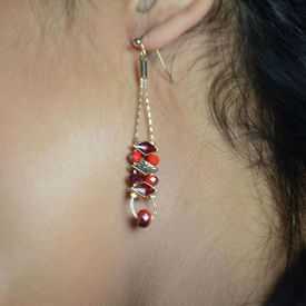 Boucles d'oreilles "Ikita - Chic" en métal et perles  de verre