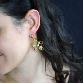 Boucles d'oreilles fantaisie "Star" en métal et strass | Les Bijoux de Camille, bijoux fantaisie pas chers