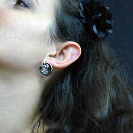 Boucles d'oreilles "Cage d'amour" en métal, résine et strass | Les Bijoux de Camille, bijoux fantaisie pas cher