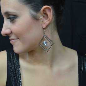 Boucles d'oreilles "Square" en métal et strass | Les Bijoux de Camille, bijoux fantaisie pas cher