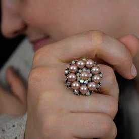 Bague "Perles et strass" en métal argenté, perles et strass | Les Bijoux de Camille, bijoux fantaisie pas cher