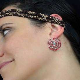 Boucles d'oreilles fantaisie "Rose" en métal, strass et émail | Les Bijoux de Camille, bijoux fantaisie pas cher