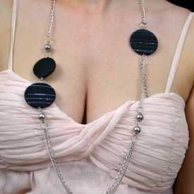 Parure sautoir "Palet" en métal argenté et résine | Les Bijoux de Camille, bijoux fantaisie pas cher